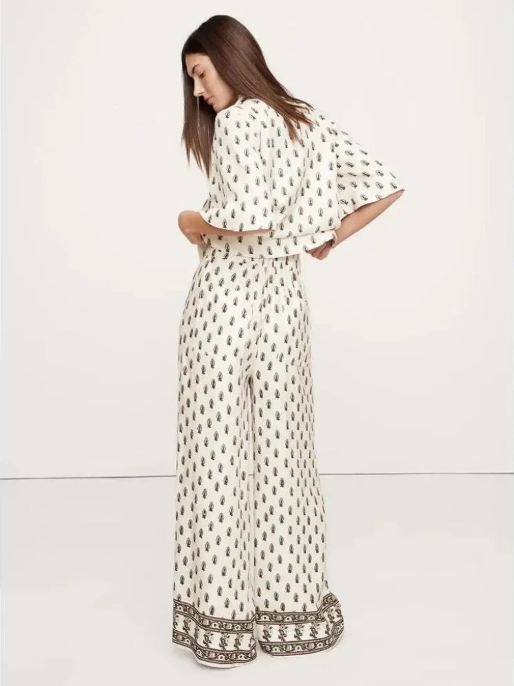 Banana Republic High-Rise Wide-Leg Viscose-Linen Pull-on Pant NWT Small